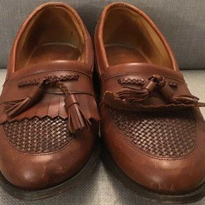Allen Edmonds Cody Brown Leather Woven Braided Tassel Loafers Shoes 10D
